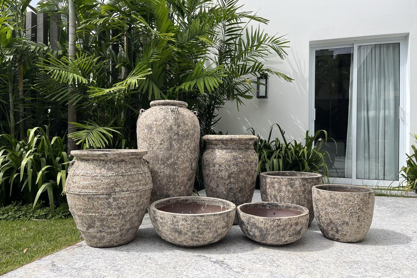 Vasos Portofino compondo pátio